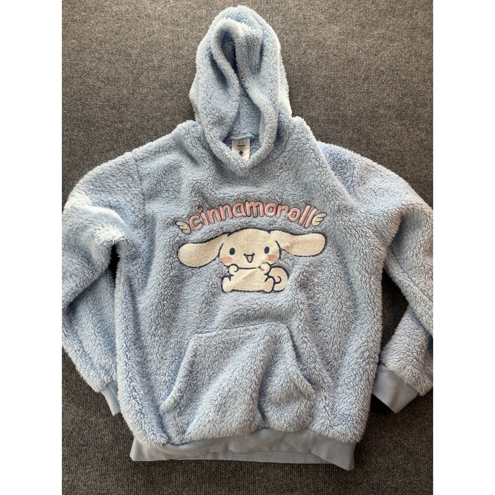 Sanrio Cinnamoroll Pastel Blue Sherpa Hoodie Fuzzy Pullover Size M